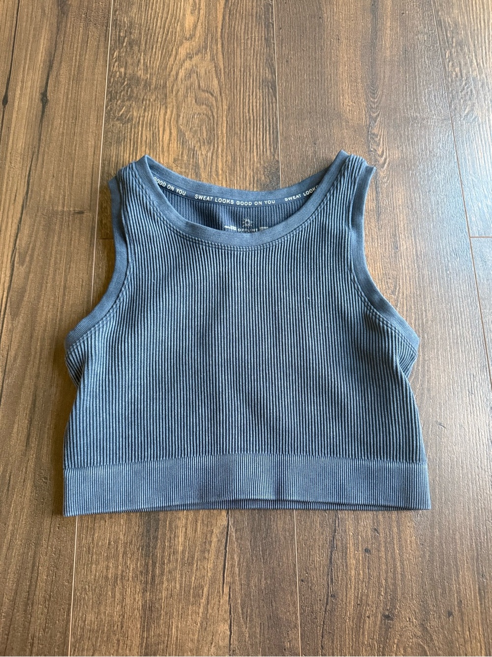 Offline by Aerie Ribbed Cropped Tank Top - Slate Blue
